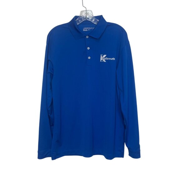 Nike Golf Dri-Fit Kalkreuth Long Sleeve Polo Shirt Mens Medium Blue Long Sleeves - Picture 1 of 8